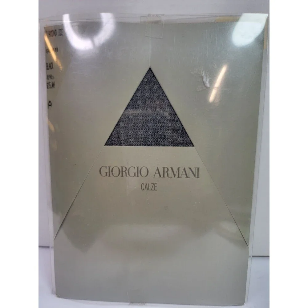 Giorgio Armani Calze Diamond Ice Tights Size A Black 8048 NOS Vintage Made USA